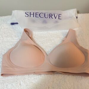 Secure Seamless Deep V Wireless Push Up Women's Nude Bra